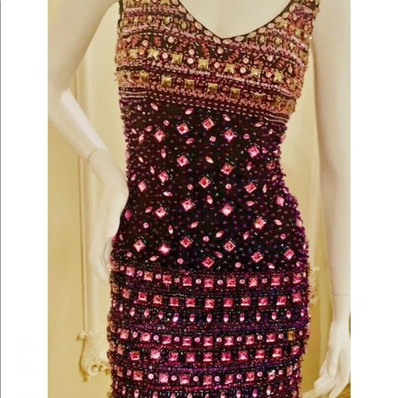 Jovani PINK Crystal Beads Cruise Dress SIZE 0 - Picture 6 of 11